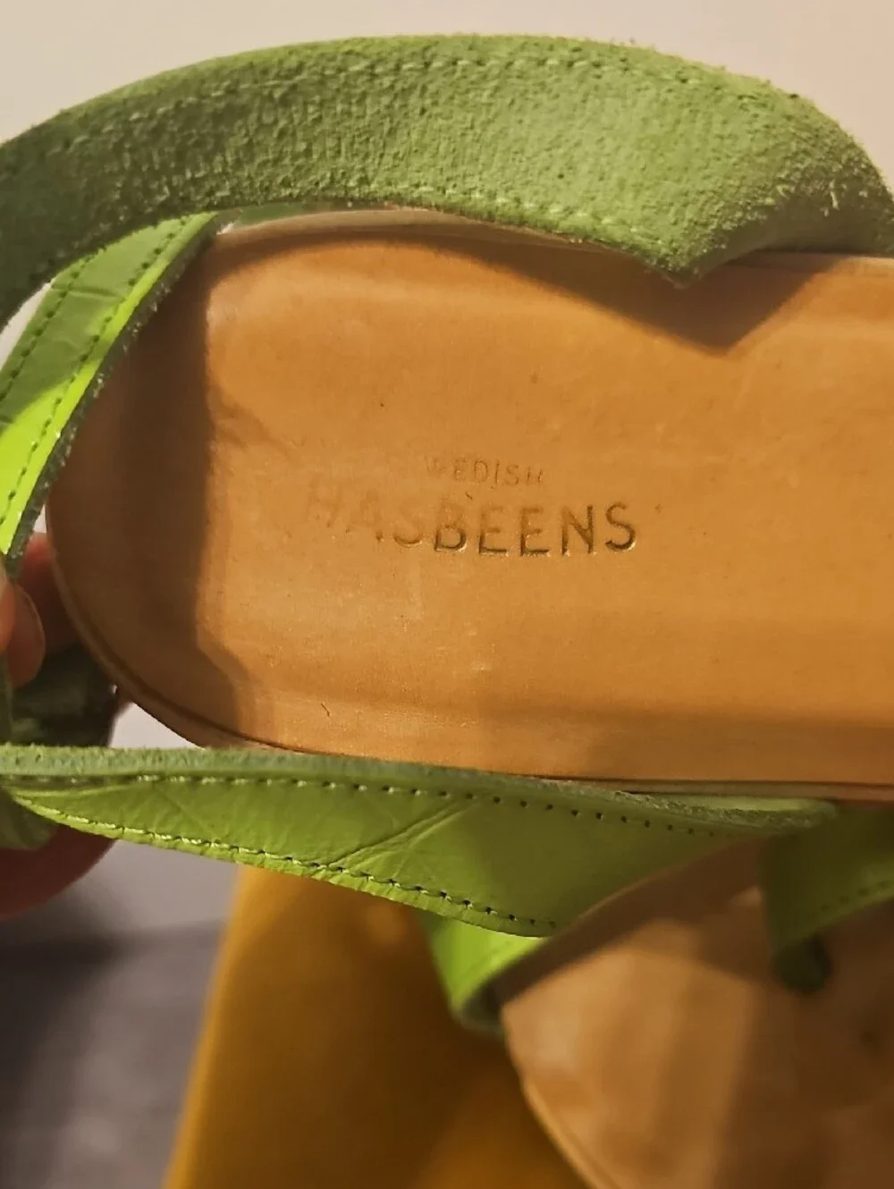 ●●SWEDISH HASBEENS NEON GREEN SANDALS SIZE EU41/US9.5-10●●